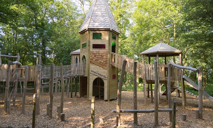 Children's woodland play village at Scolton Manor